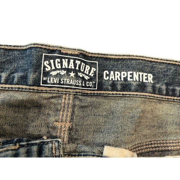 Levi Strauss Signature Workwear Carpenter Blue Jeans Sz 42x30 Vintage - Picture 4 of 12